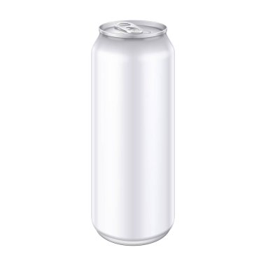 Metal alüminyum içecek 500ml, 0, 5l olabilir. Mockup tasarım şablonu hazır. Beyaz arka plan üzerinde izole. Ürün Ambalaj. Vektör Eps10