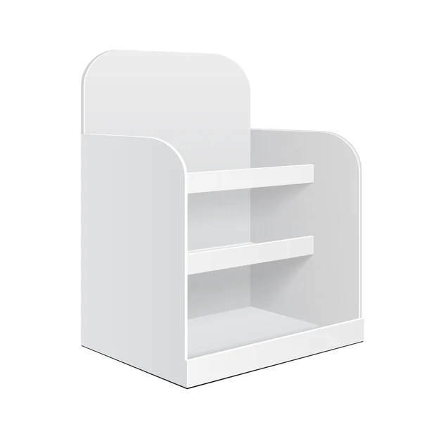 Display Cardboard Counter Shelf Holder Box POS POI vazio vazio. Embalagem Mockup, Mock Up, Template. Sobre fundo branco isolado. Pronto para o seu design. Publicidade de produtos. Vetor EPS10 —  Vetores de Stock