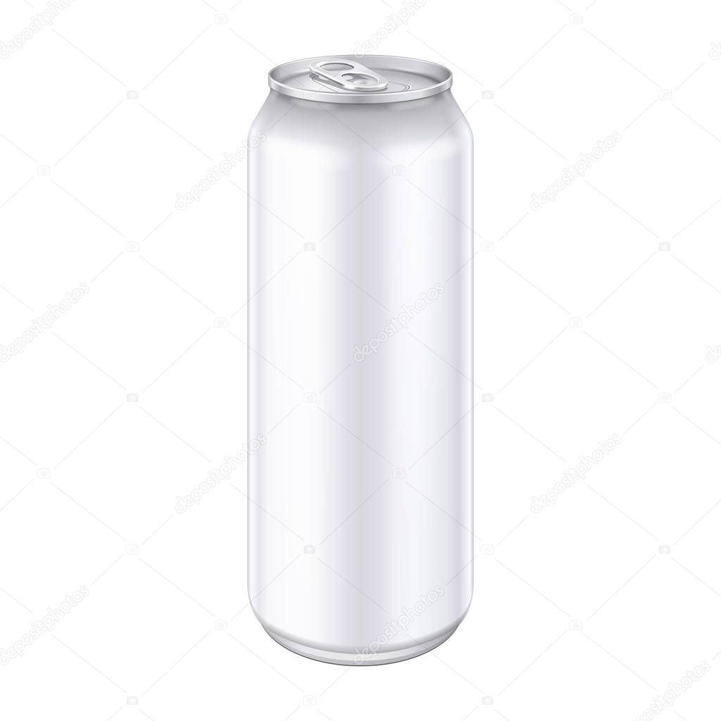 Metal Aluminum Beverage Drink Can 500ml, 0,5L. Mockup Template Ready For Your Design. Isolated On White Background. Product Packing. Vector EPS10