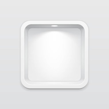 Boş yuvarlak niş duvar raf görüntüleme. Ürün sunmak. Kadar alay et. 3D çizim. Tasarımınız için hazır. Reklam. Vektör Eps10