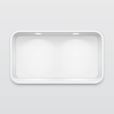 Boş yuvarlak niş duvar raf görüntüleme. Ürün sunmak. Kadar alay et. 3D çizim. Tasarımınız için hazır. Reklam. Vektör Eps10