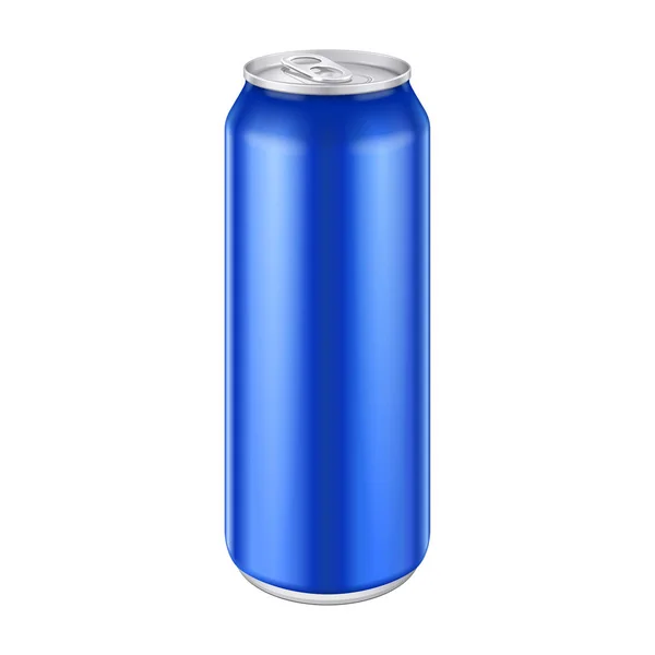 A bebida azul da bebida do alumínio do metal pode 500ml, 0,5L. Modelo Mockup pronto para o seu projeto. Isolado em fundo branco. Embalagem do produto. Vetor EPS10 — Vetor de Stock