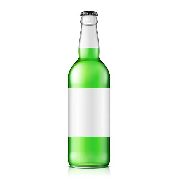 Garrafa de água verde de vidro. Refrigerante Carbonatado. Modelo Mock Up. Ilustração Isolado em fundo branco. Pronto para o seu design. Embalagem do produto. Vetor EPS10 — Vetor de Stock