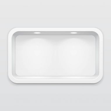 Boş yuvarlak niş duvar raf görüntüleme. Ürün sunmak. Kadar alay et. 3D çizim. Tasarımınız için hazır. Reklam. Vektör Eps10