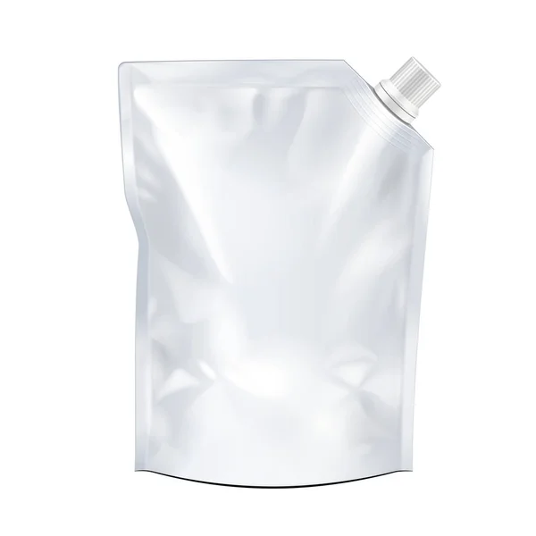 Saco de bolsa de pé flexível em branco alimentar Doypack com tampa de bico de canto. Prepara-te, Template. Ilustração Isolado em fundo branco. Pronto para o seu design. Embalagem do produto. Vetor EPS10 — Vetor de Stock