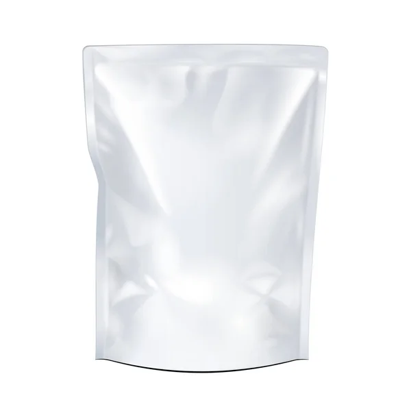 Saco flexível da saqueta do lanche da bolsa da comida em branco. Prepara-te, Template. Ilustração Isolado em fundo branco. Pronto para o seu design. Embalagem do produto. Vetor EPS10 —  Vetores de Stock