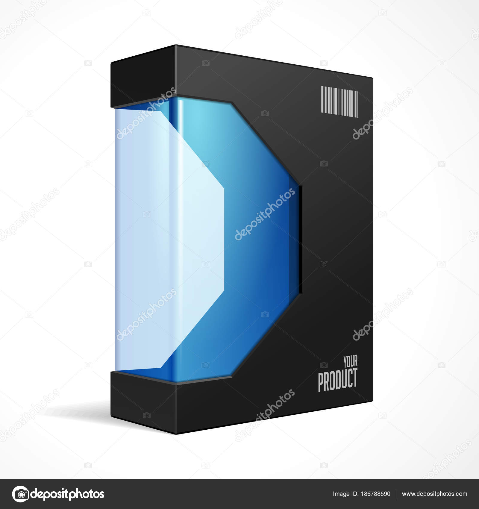 Schwarze moderne Software Produkt-Paket-Box mit Blue Window für Dvd