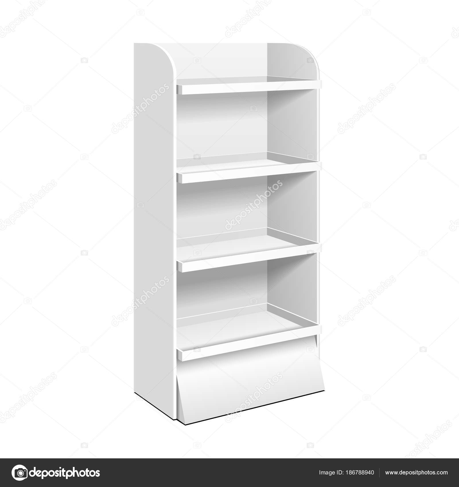 Download Cardboard Retail Shelves Floor Display Rack For Supermarket Blank Empty. Mock Up. 3D On White ...