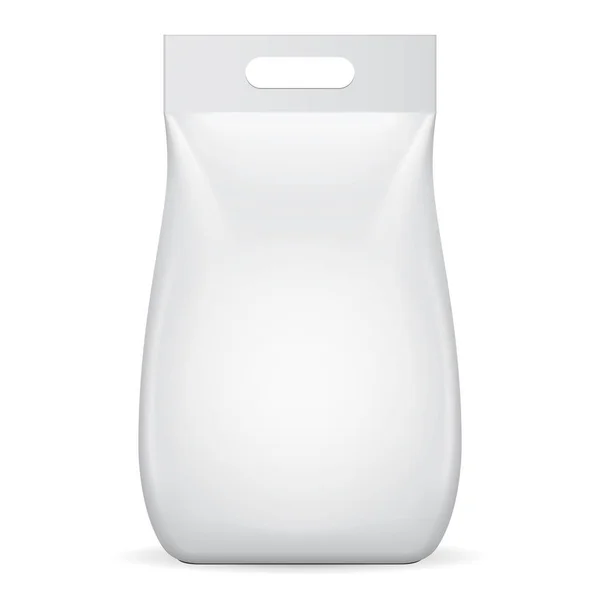 Κενό σηκωθούν θήκη σνακ φακελάκι τσάντα με χερούλι. Mock Up, πρότυπο. Εικονογράφηση που απομονώνονται σε λευκό φόντο. Έτοιμο για το σχέδιό σας. Συσκευασία του προϊόντος. Διάνυσμα Eps10 — Διανυσματικό Αρχείο