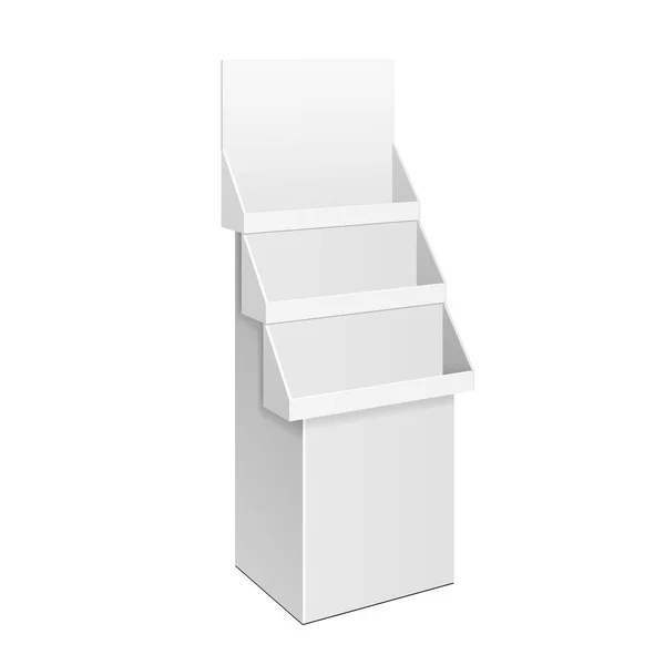 카드 보드 소매 Shelves Floor Display Rack For Supermarket Blank Empty. 화장을 하라. 3D 백지에 고립되어 있다. 설계에 대비하라. 제품 광고. 분사기 EPS10 — 스톡 벡터