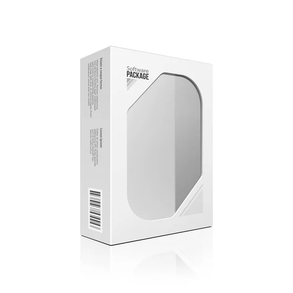Σύγχρονο λογισμικό προϊόν πακέτο κουτί με παράθυρο για Dvd ή δίσκο Cd. Κοροϊδεύω απομονωμένη 3d απεικόνιση σε άσπρο φόντο. Έτοιμο για το σχέδιό σας. Συσκευασίας. Διάνυσμα Eps10 — Διανυσματικό Αρχείο