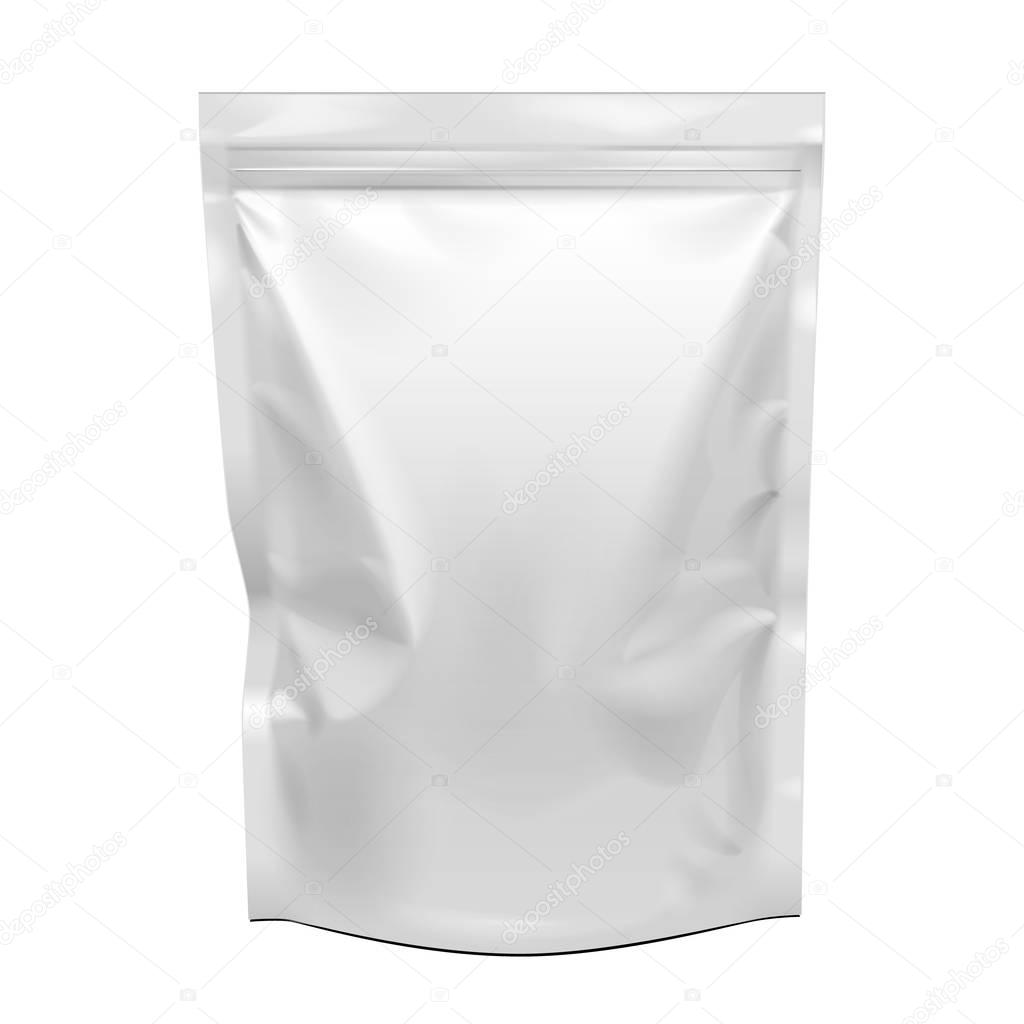 Blank Food Stand Up Flexible Pouch Snack Sachet Bag. Mock Up, Template