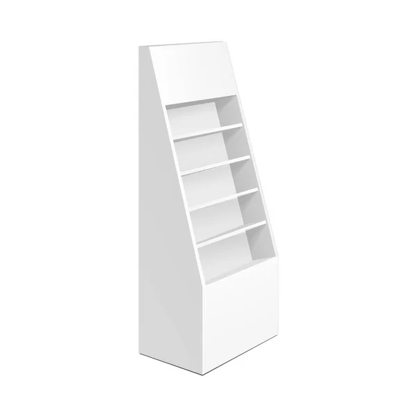 카드 보드 소매 Shelves Floor Display Rack For Supermarket Blank Empty. 화장을 하라. 3D 백지에 고립되어 있다. 설계에 대비하라. 제품 광고. 분사기 EPS10 — 스톡 벡터