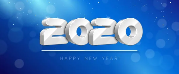 2020 Happy New Year Background, Card, Banner, Flyer Or Marry Christmas Themed Pozvánky. Bílé číslice na modrém Blackground. Připraven na váš návrh. Vektorové Eps 10 — Stockový vektor