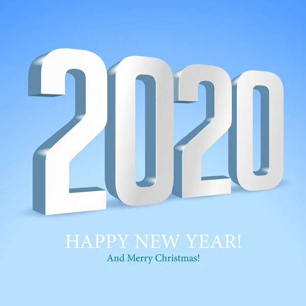2020 Happy New Year Background, Card, Banner, Flyer Or Marry Christmas Themed Pozvánky. Bílé číslice na modrém Blackground. Připraven na váš návrh. Vektorové Eps 10 — Stockový vektor