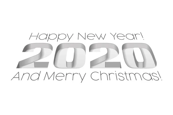 2020 Happy New Year Background, Card, Banner, Flyer Or Marry Christmas Themed Pozvánky. Šedé číslice izolované na bílém černém poli. Připraven na váš návrh. Vektorové Eps 10 — Stockový vektor