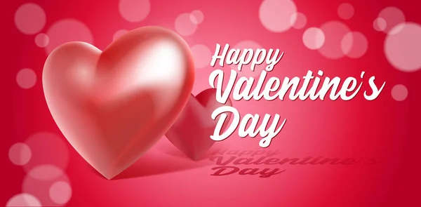 Valentijnsdag Banner 3d hart achtergrond. Rood, wit, roze. Briefkaart, liefde bericht of groet Card. plaats voor tekst. Klaar voor uw ontwerp, reclame. Vectorillustratie. Eps10 — Stockvector