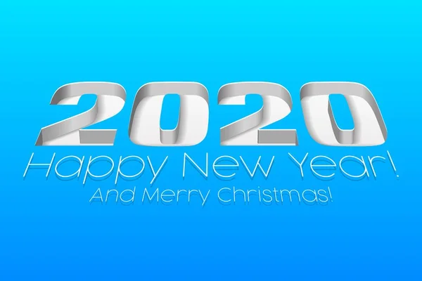 2020 Happy New Year Background, Card, Banner, Flyer Or Marry Christmas Themed Pozvánky. Gray, White Digits On Blue Blackground. Připraven na váš návrh. Vektorové Eps 10 — Stockový vektor