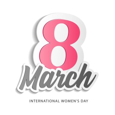 Mutlu Anneler, Uluslararası Kadınlar Günü, 8 Mart Bayrağı, Kağıt Çıkartma. Kırmızı, beyaz, pembe. Kartpostal, Aşk Mesajı veya Tebrik Kartı. Şablon, tasarım ve reklam için tasarım hazır. Vektör