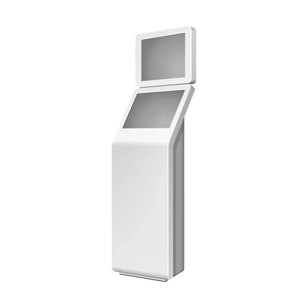 Εξωτερική λευκό. Τερματικό πληρωμής. ATM, Pos, Stand διαφημιστικά Poi σε άσπρο φόντο. 3D mock Up, πρότυπο. Εικονογράφηση που απομονώνονται σε λευκό φόντο. Διάνυσμα Eps10 — Διανυσματικό Αρχείο