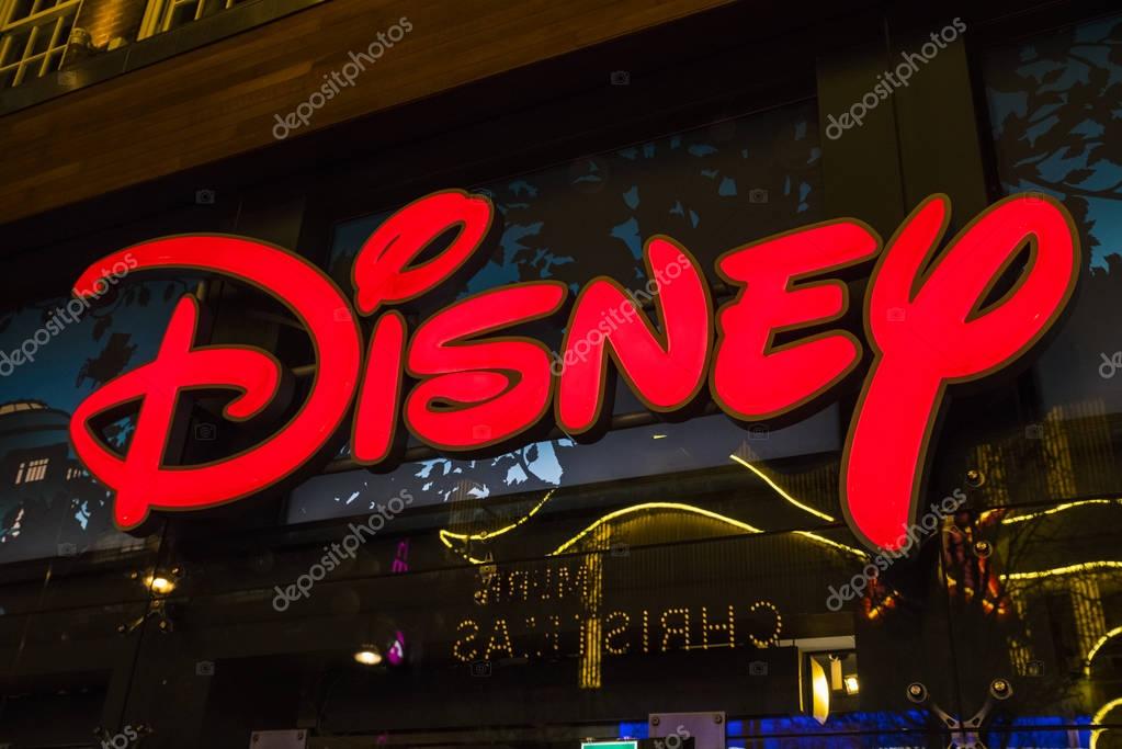 LONDON, UK - DECEMBER 29TH 2016: The Disney logo on the exterior of the Disney store on Oxford Street in London, on 29th December 2016.