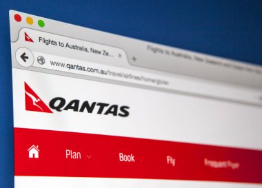 Qantas Web sitesi ana sayfa