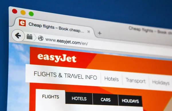 EasyJet webbplats hemsida — Stockfoto