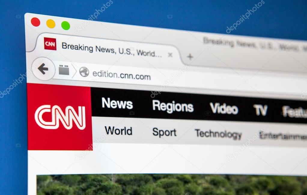 LONDON, UK - JUNE 20TH 2015: The homepage of the CNN website, on 20th June 2015.