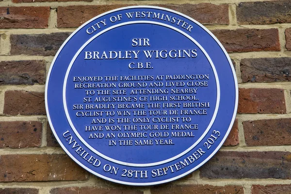 Plaque Sir Bradley Wiggins à Londres — Photo