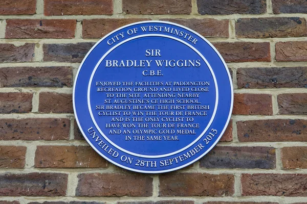 Plaque Sir Bradley Wiggins à Londres — Photo