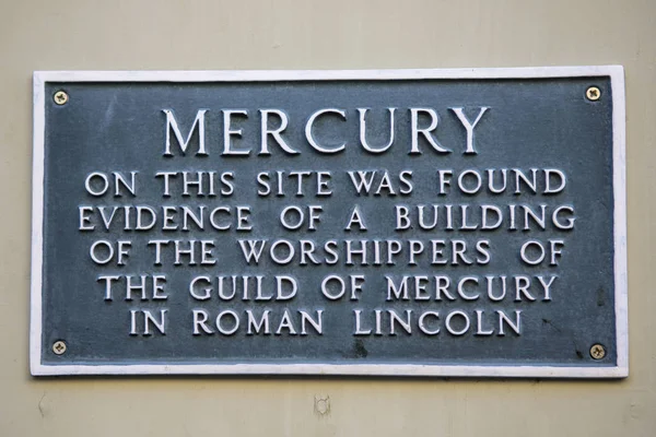 A Guilda de Mercúrio Placa em Lincoln — Fotografia de Stock