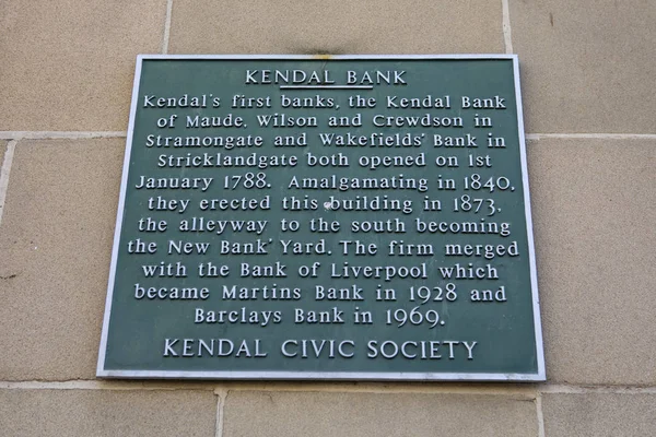 Plaque de la banque Kendal — Photo