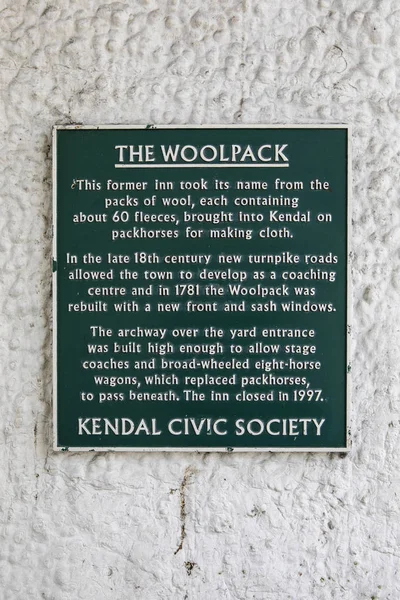Die Gedenktafel aus Wolle in kendal — Stockfoto