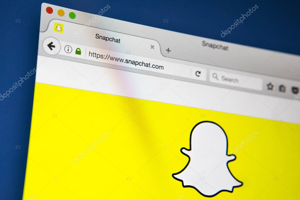 LONDON, UK - APRIL 13TH 2017: The official homepage of the Snapchat social media website, on 13th April 2017.