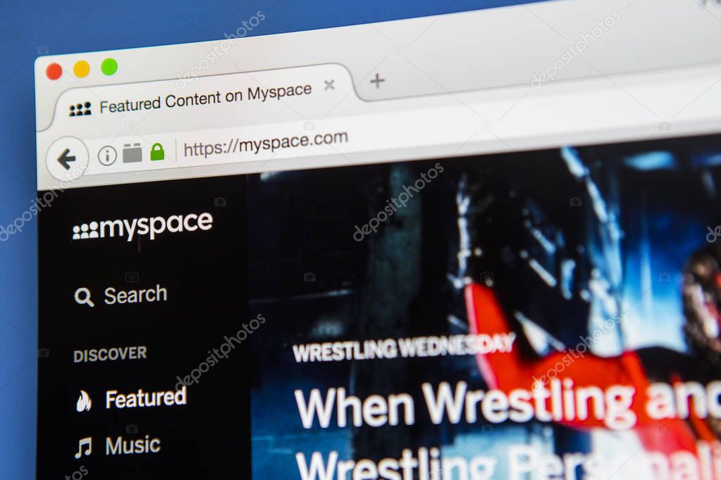 LONDON, UK - APRIL 20TH 2017: The homepage of the official Myspace social networking website on 20th April 2017.