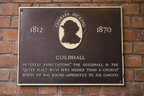 Dickens Placa en Guildhall en Rochester — Foto de Stock