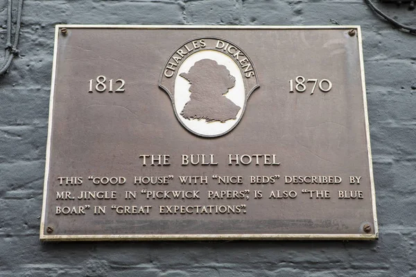 Dickens Placa en el Hotel Bull en Rochester — Foto de Stock