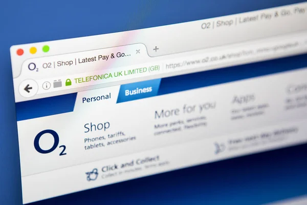O2 Official Website — Stock Photo, Image