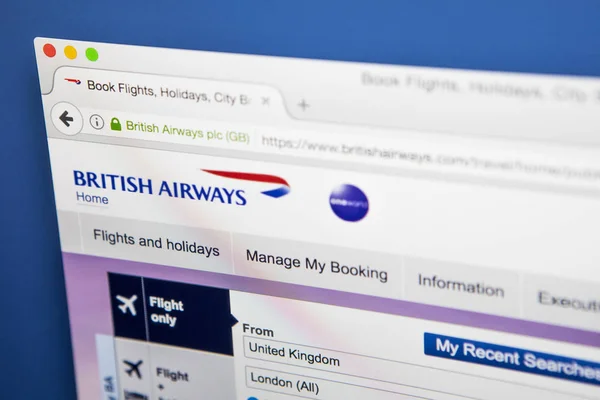British Airways Website — Stock Photo, Image
