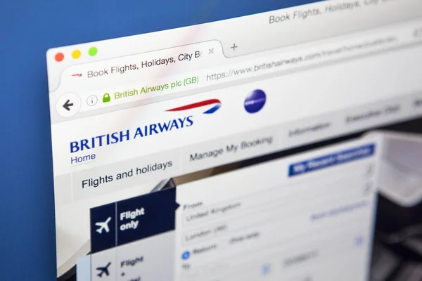 British Airways Website — Stock Photo, Image