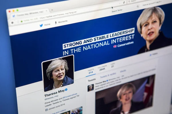 Pagina Twitter di Theresa May — Foto Stock