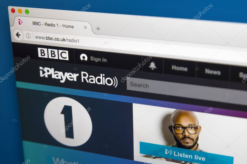 LONDON, UK - JUNE 8TH 2017: The homepage of BBC Radio 1 on the BBC iPlayer website, on 8th June 2017.
