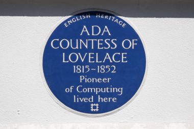 Ada Lovelace mavi plak Londra'da Kontesi