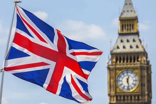 UK Flag and the Houses of Parliament — Stock Photo, Image