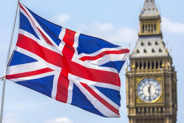 UK Flag and the Houses of Parliament — Stock Photo, Image