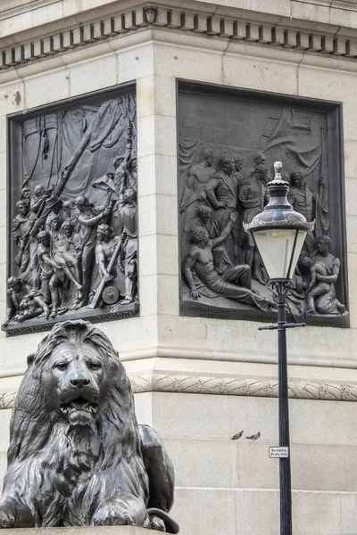 Londra'da Trafalgar Meydanı aslan — Stok fotoğraf