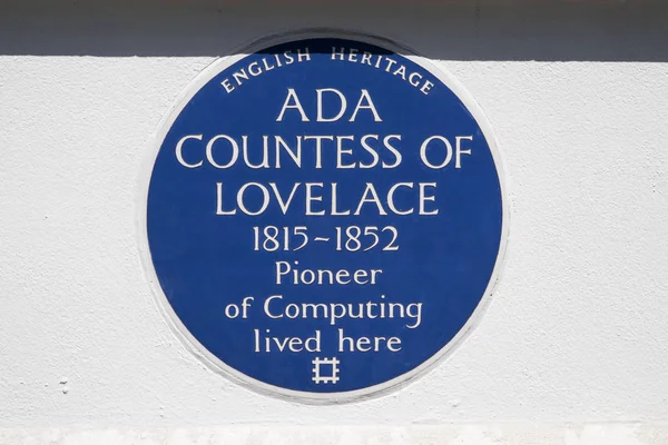 Ada hrabina Lovelace niebieskie płytki w Londynie — Zdjęcie stockowe