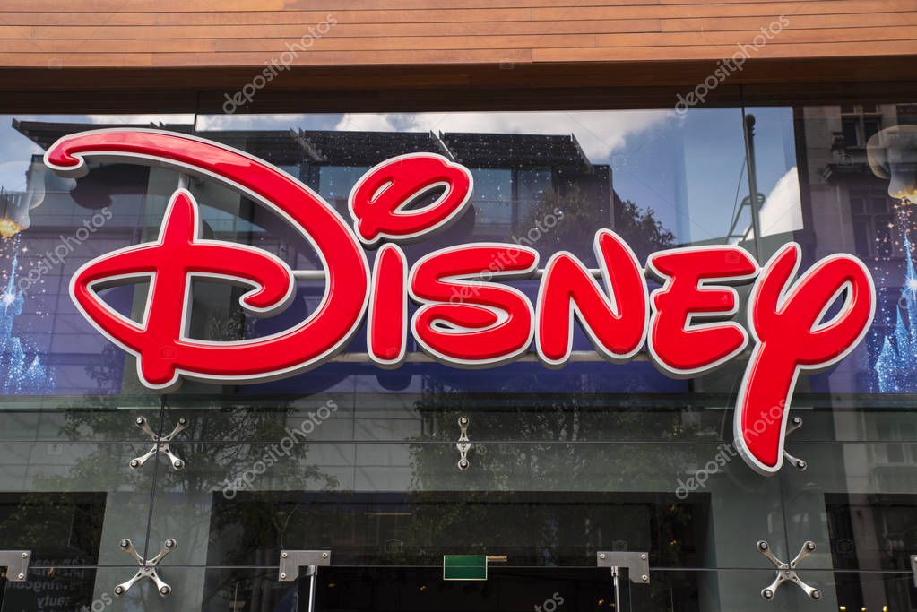 LONDON, UK - JUNE 14TH 2017: The Disney logo above the main entrance to the Disney store on Oxford Street in central London, UK, on 14th June 2017.