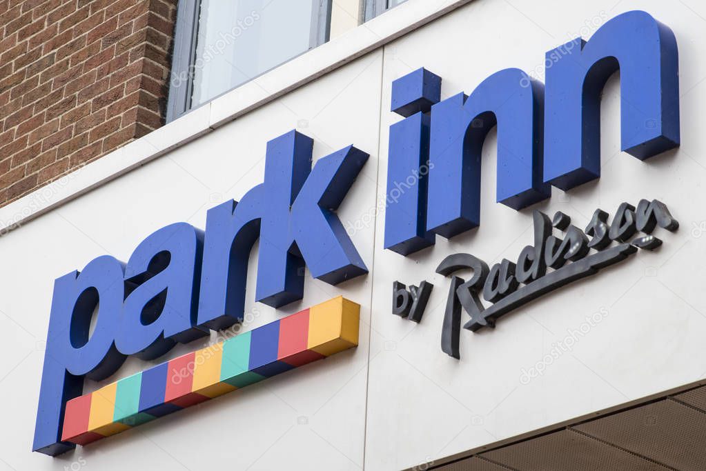 YORK, UK - JULY 20TH 2017: The Park Inn by Radisson logo one th exterior of their hotel in the city of York, UK, on 20th July 2017.