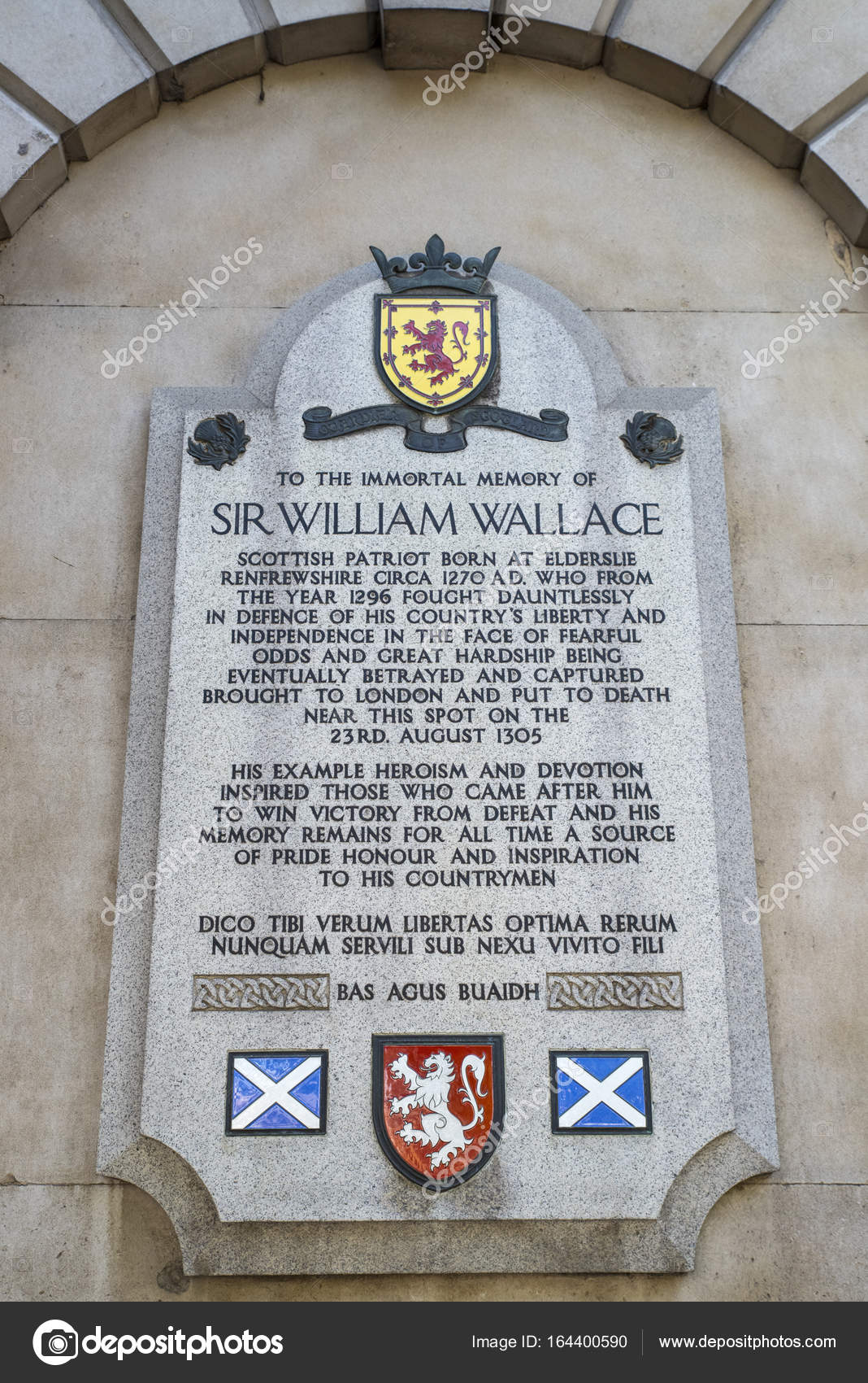 Sir William Wallace Plaque In London – Stock Editorial Photo.